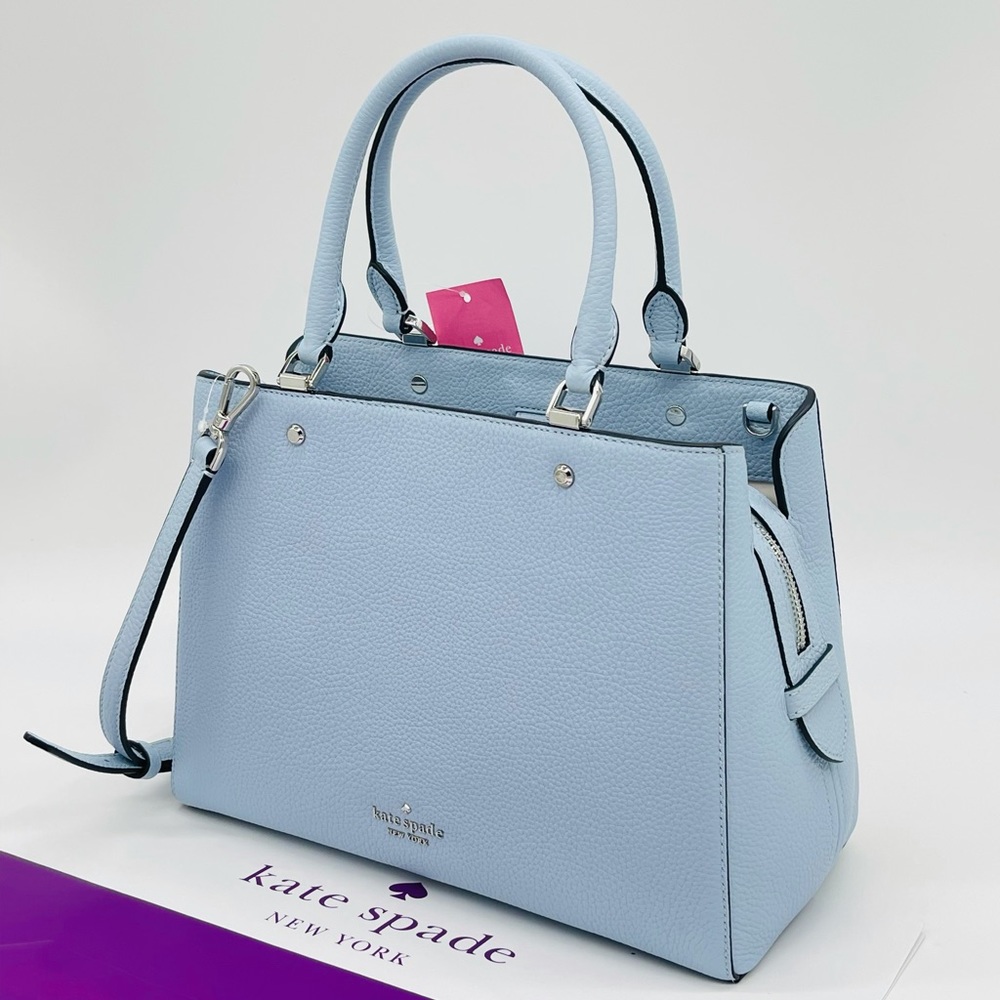 Kate Spade Leila Medium Triple Compartment Satchel Bag Ocean Fog